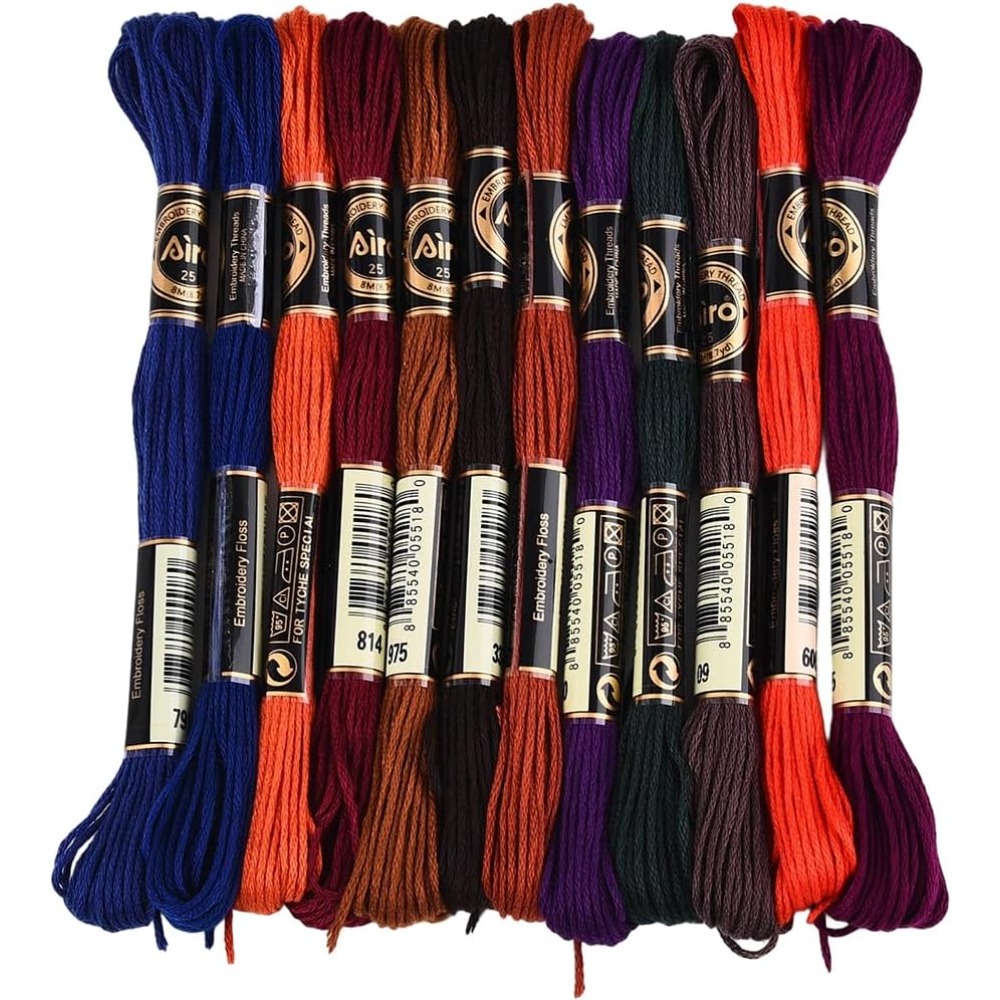 Embroidery Stitches - 12 Skeins 6 Strands Hand Variegated