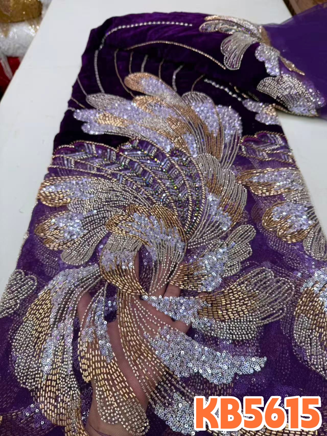 Velvet Fabric Embroidery - YLS Velvet Brown Beaded Sequin Lace