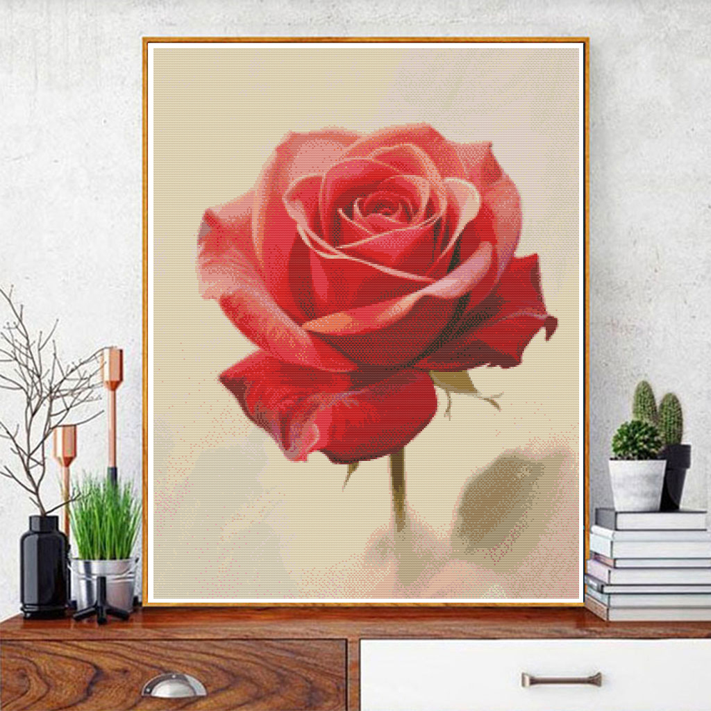 Embroidery Rose Stitch - A Cross-Stitch Pattern of a Blooming