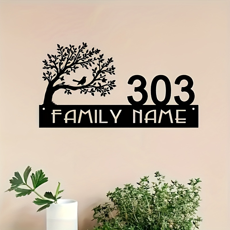 Embroidery Garden - Custom Metal Address Sign with Tree&Bird