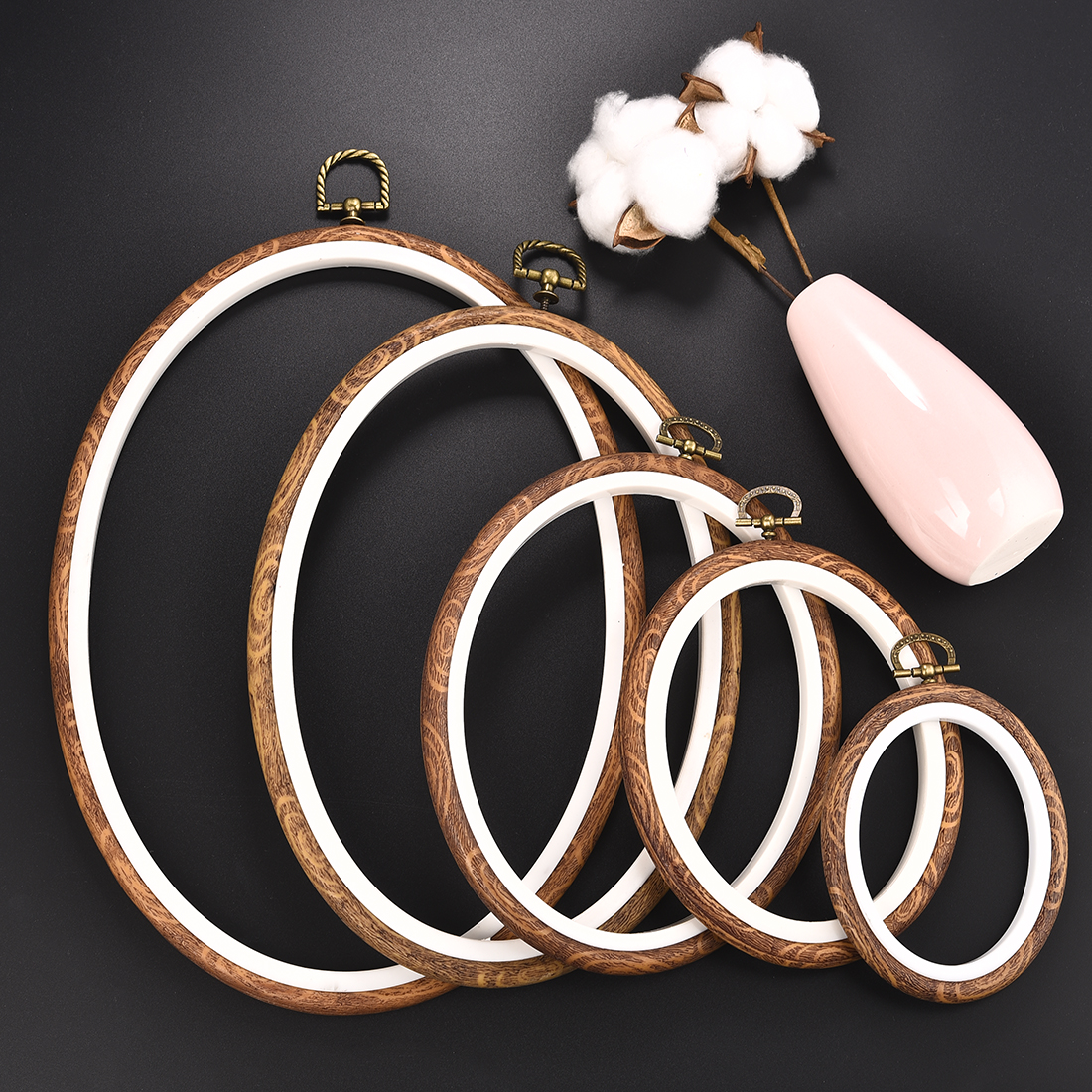 Embroidery Hoop Plastic - Imitated Wood Round,Oval Different Size Decorative