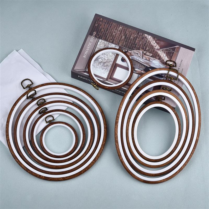 Round Oval Wooden Color Embroi - Embroidery Hoop Plastic review and price