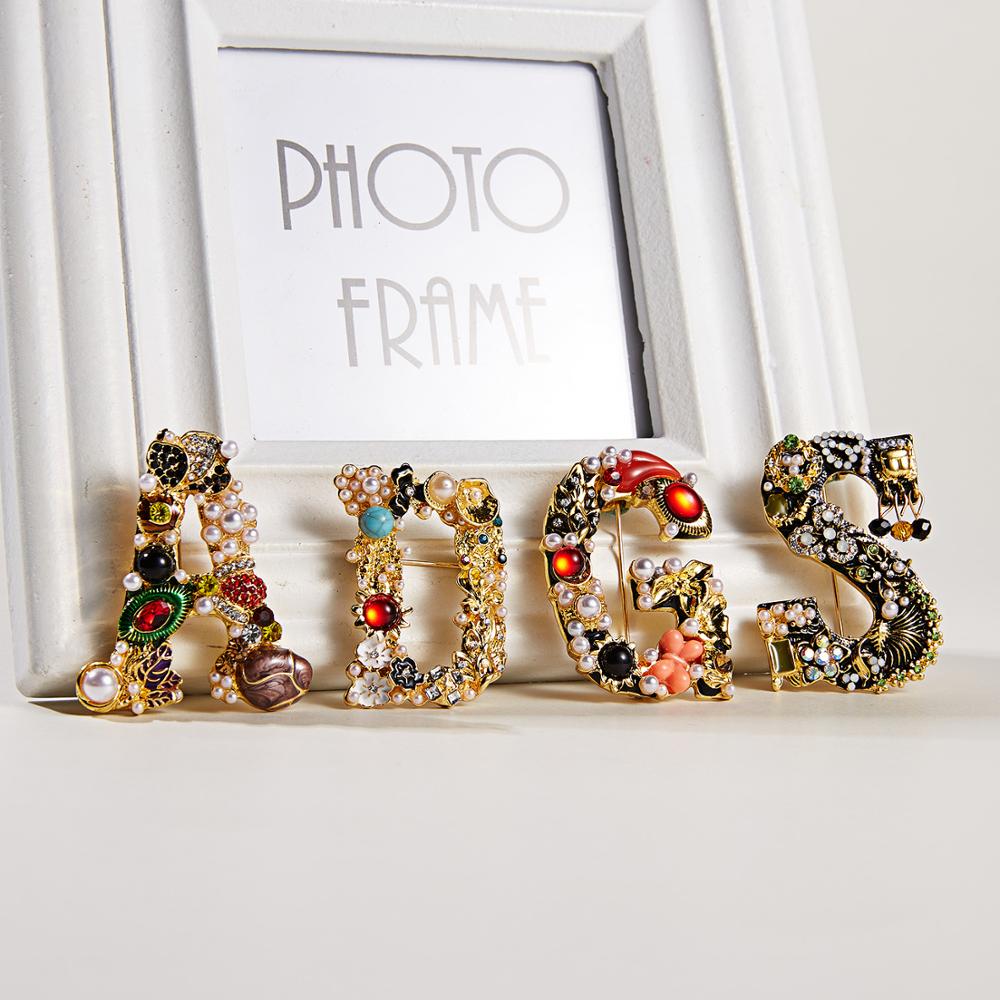 Fashion Enamel Pearl Rhineston - Embroidery Letter M review and price