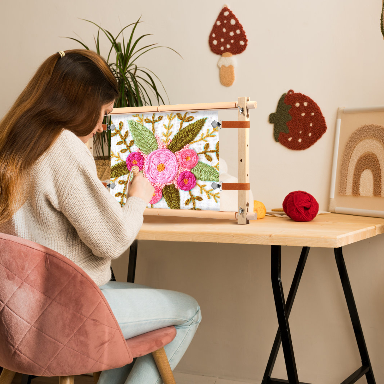 Embroidery Scroll Frame Wooden - Embroidery Hoop Plastic review and price