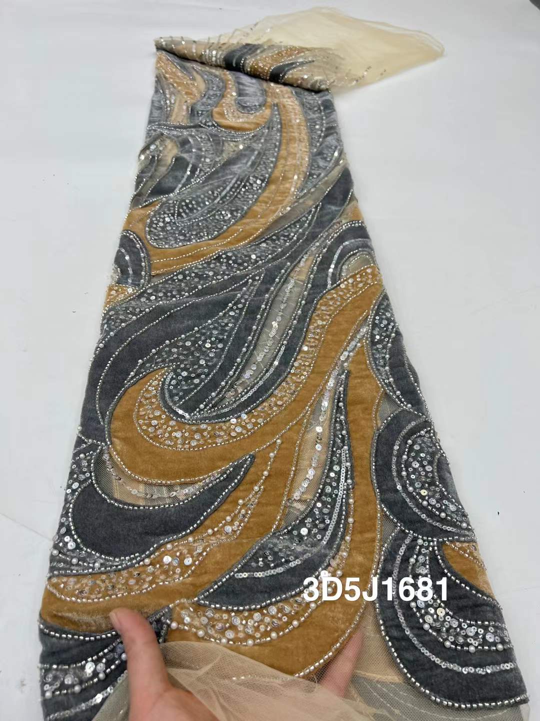 African Beads Velvet Lace Fabr - Velvet Fabric Embroidery review and price