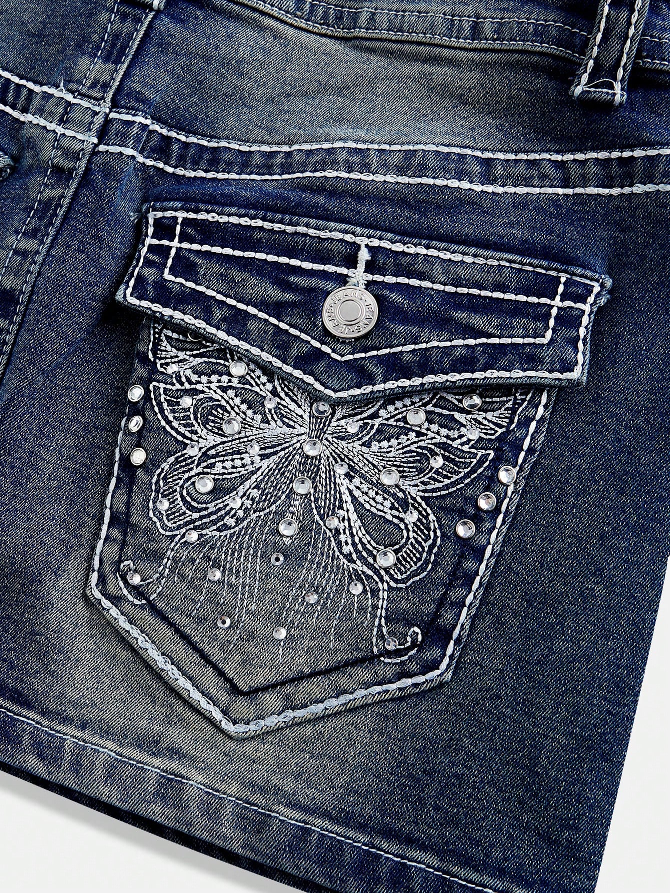 Low-Waist Denim Mini Skirt wit - Embroidery Stitches review and price