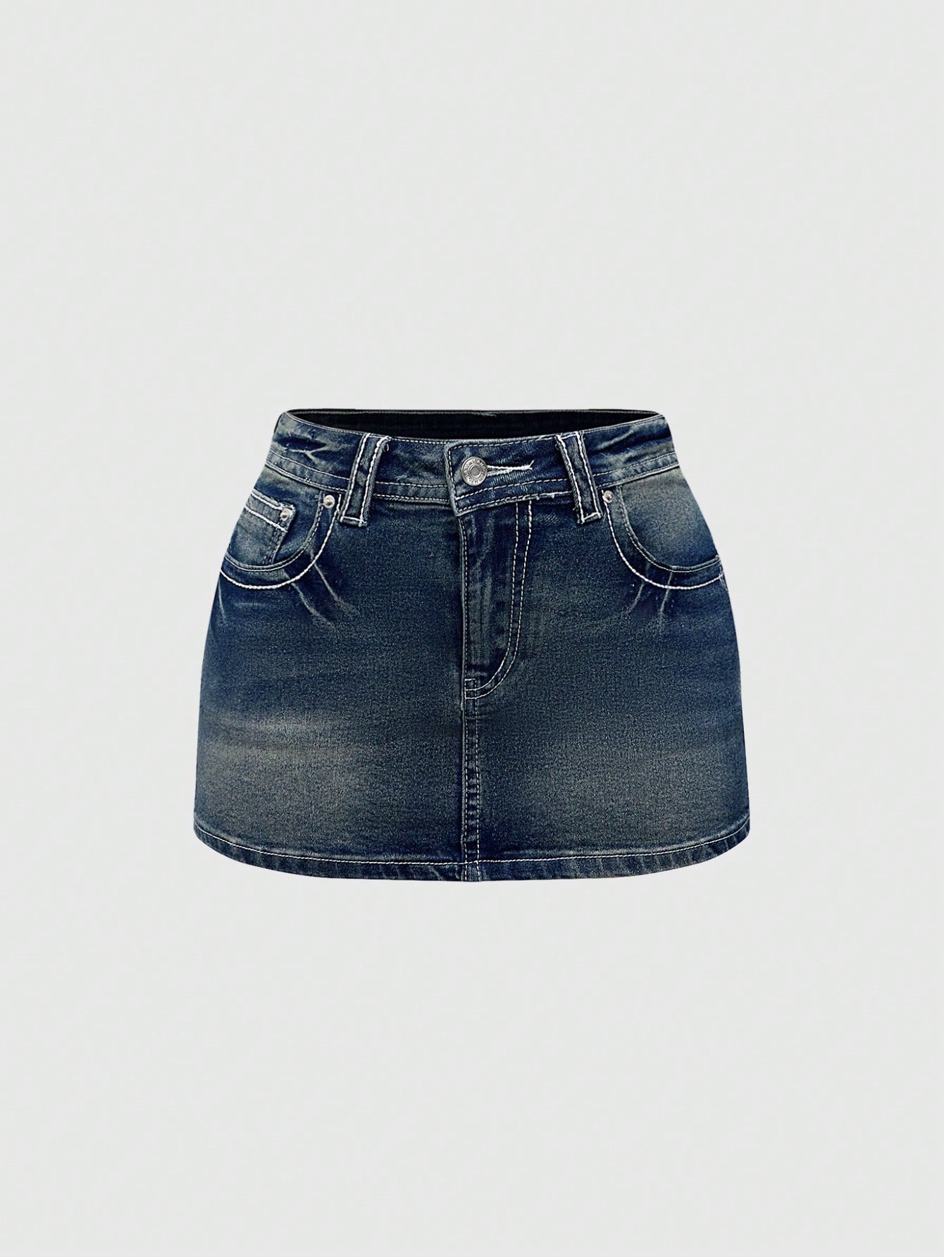 Low-Waist Denim Mini Skirt wit - Embroidery Stitches review and price