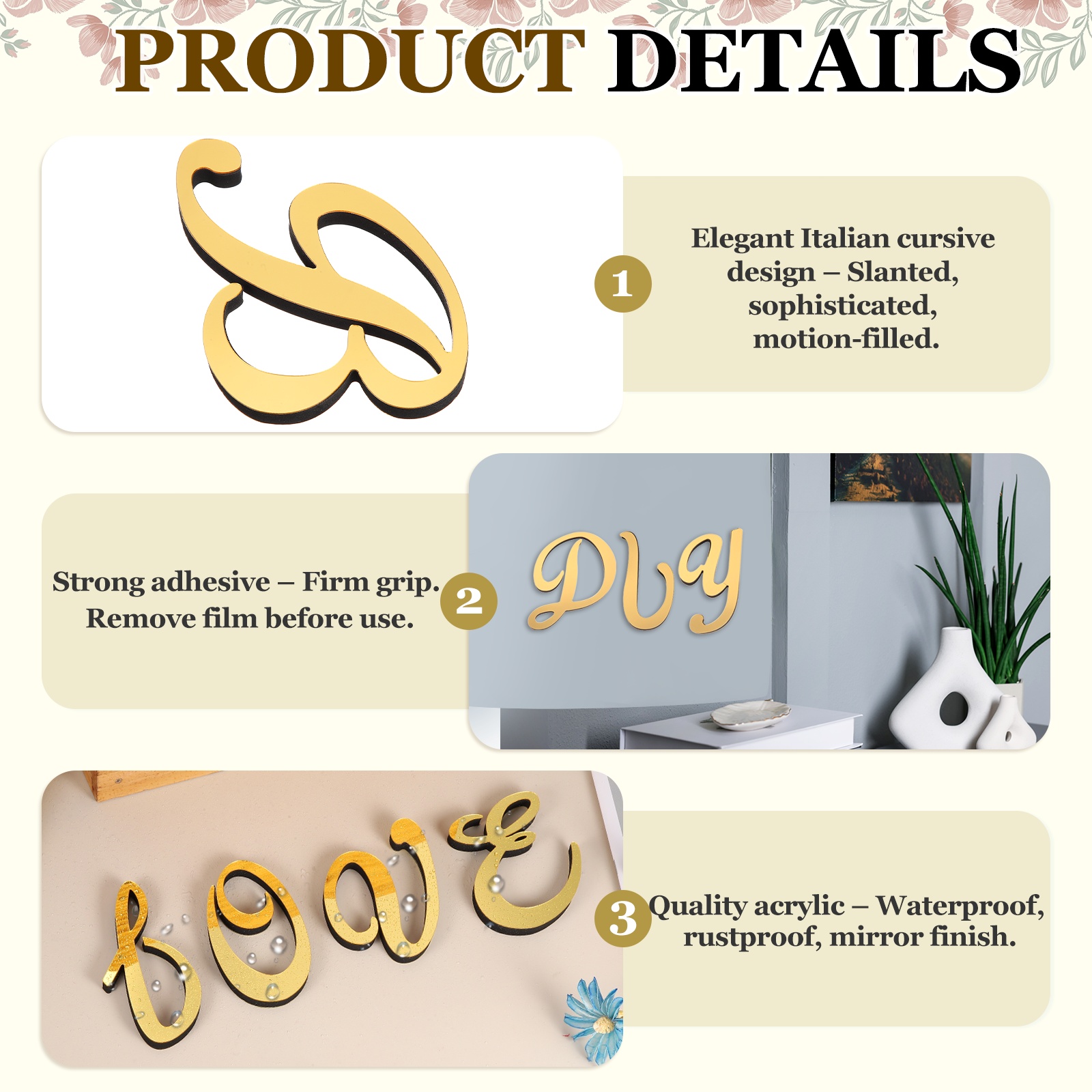 1pc 4 Inch 3D Acrylic Alphabet - Embroidery Writing review and price