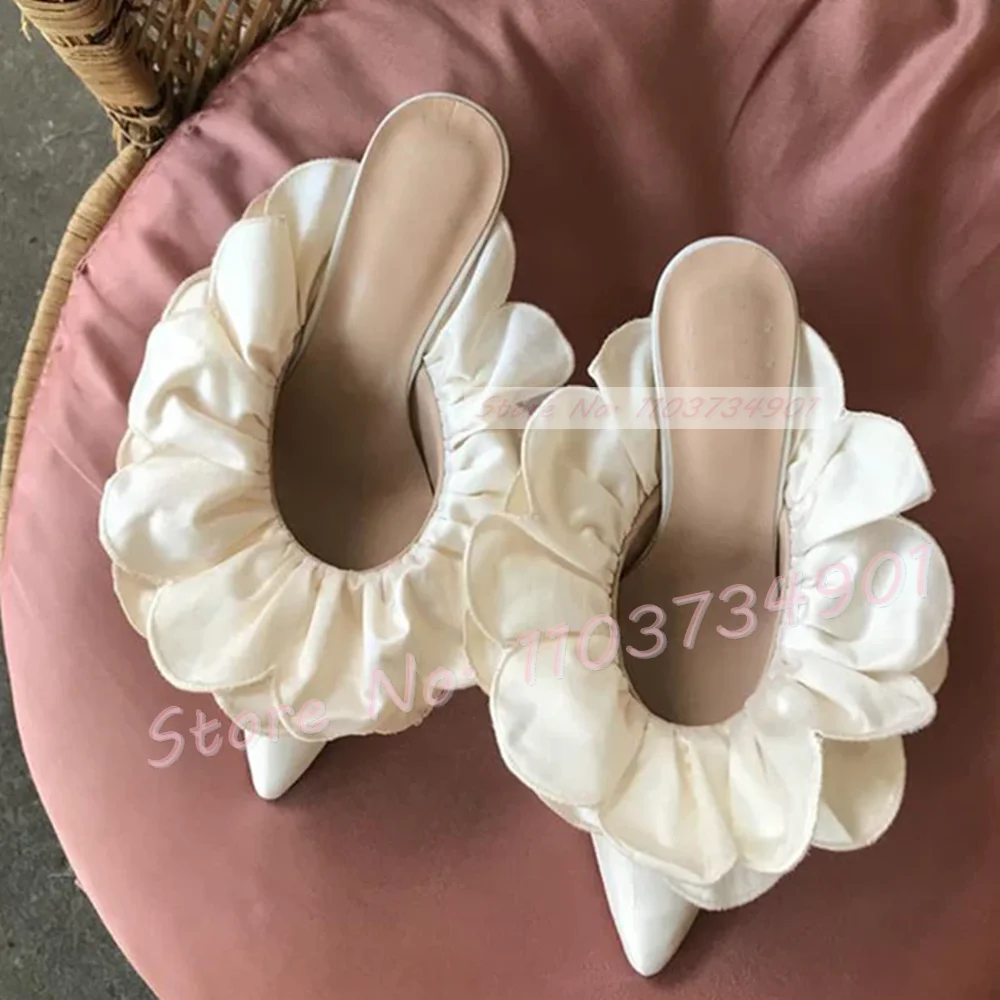 White Flower Satin Pointed Toe - Embroidery White review and price