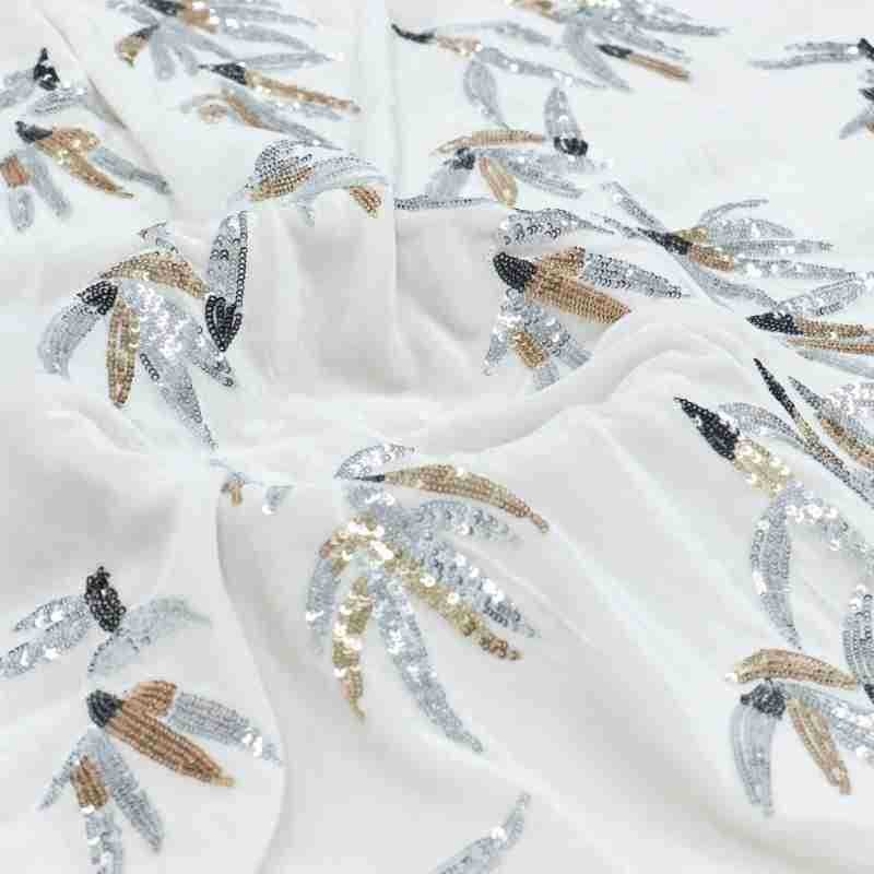 White three-dimensional flower - Velvet Fabric Embroidery review and price