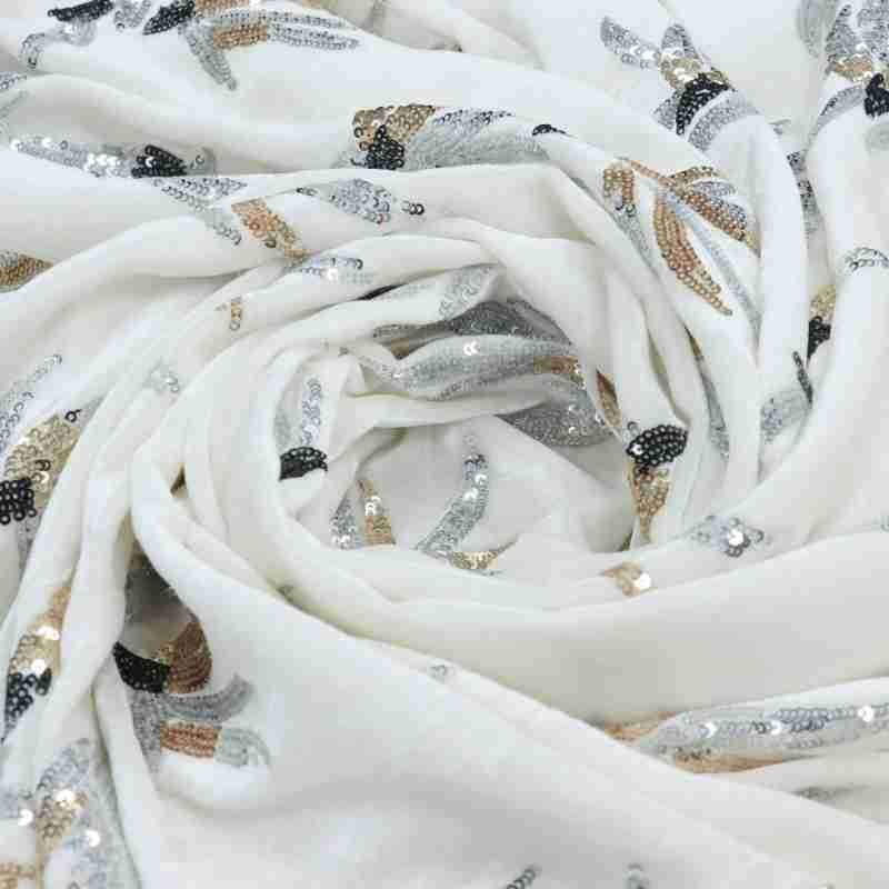 White three-dimensional flower - Velvet Fabric Embroidery review and price