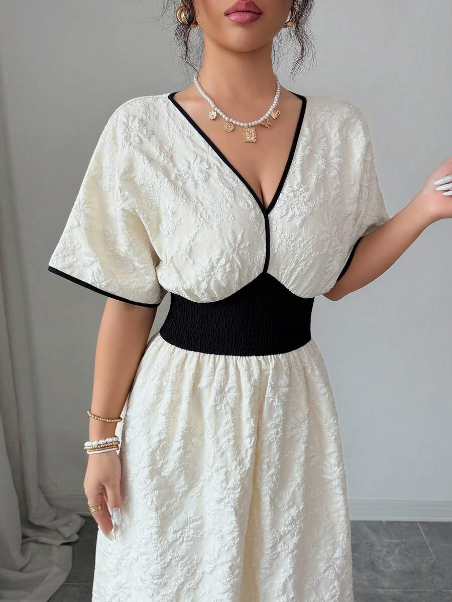 Elegant Floral Jacquard Black  - Embroidery White review and price