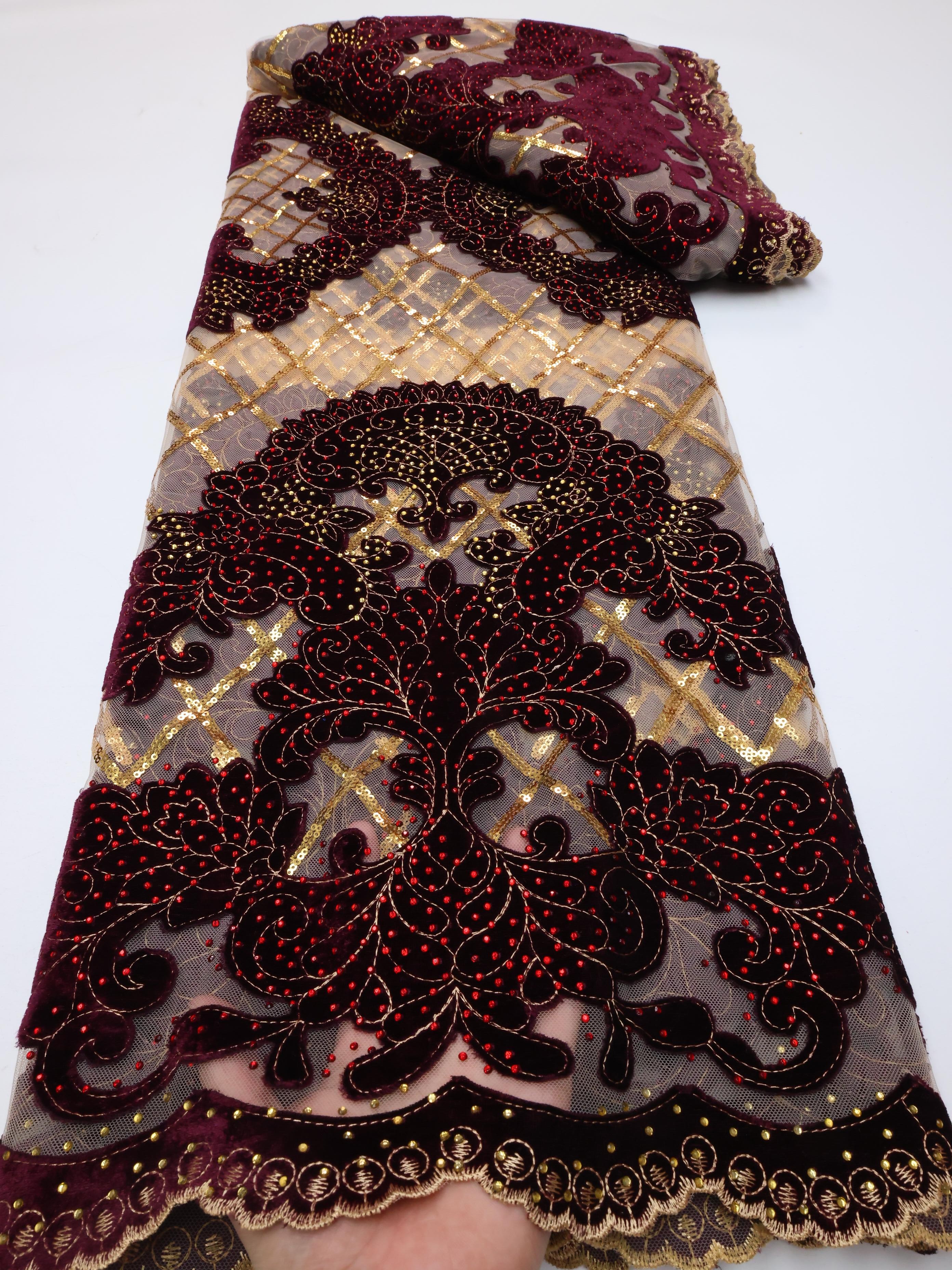 Wholesale Fashion African Velv - Velvet Fabric Embroidery review and price
