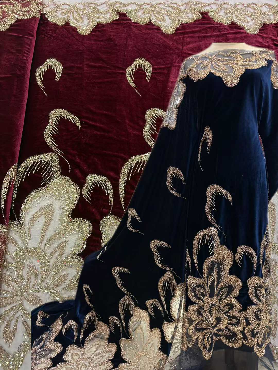 African Velvet Beaded Heavy La - Velvet Fabric Embroidery review and price
