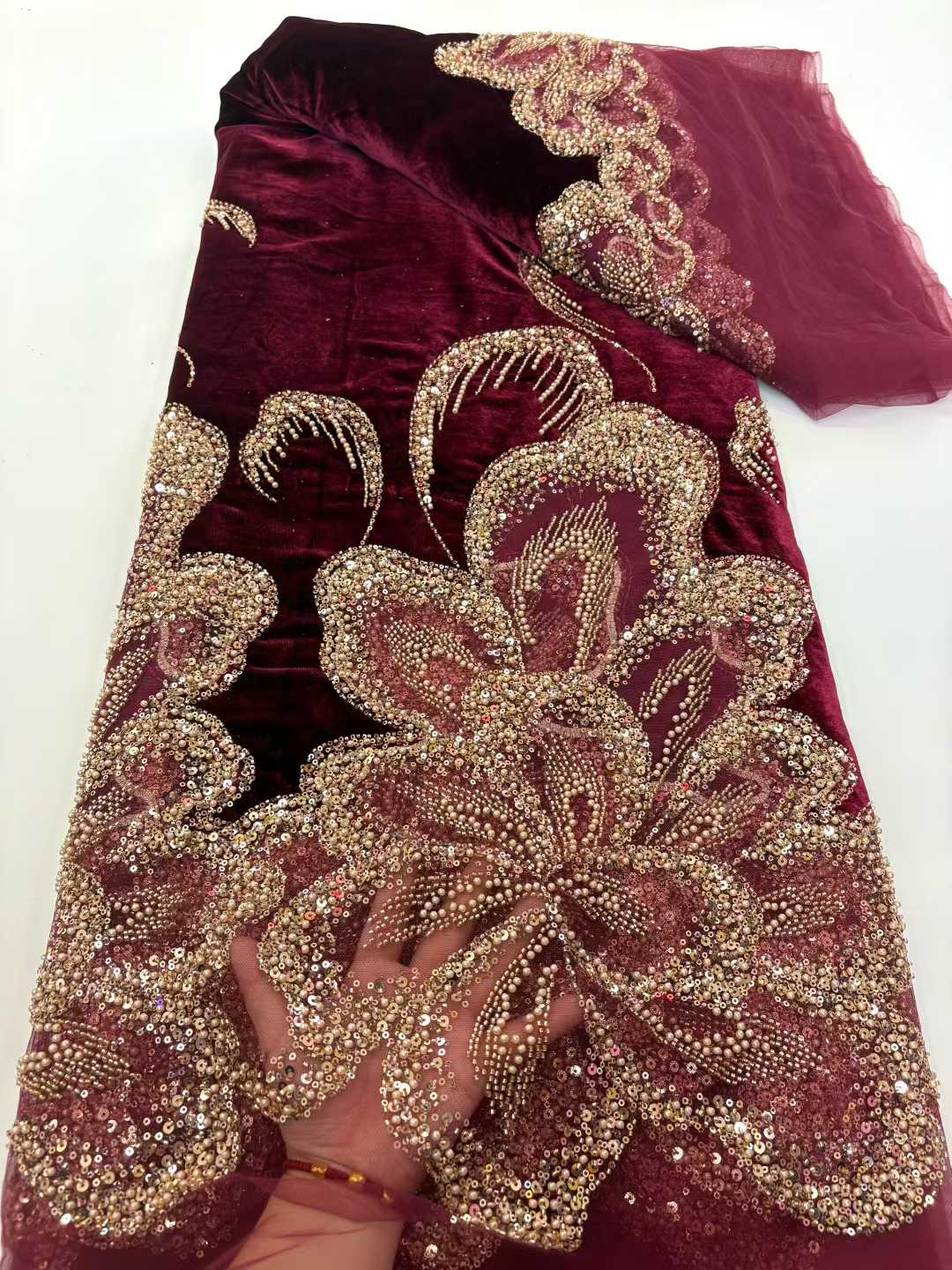 African Velvet Beaded Heavy La - Velvet Fabric Embroidery review and price