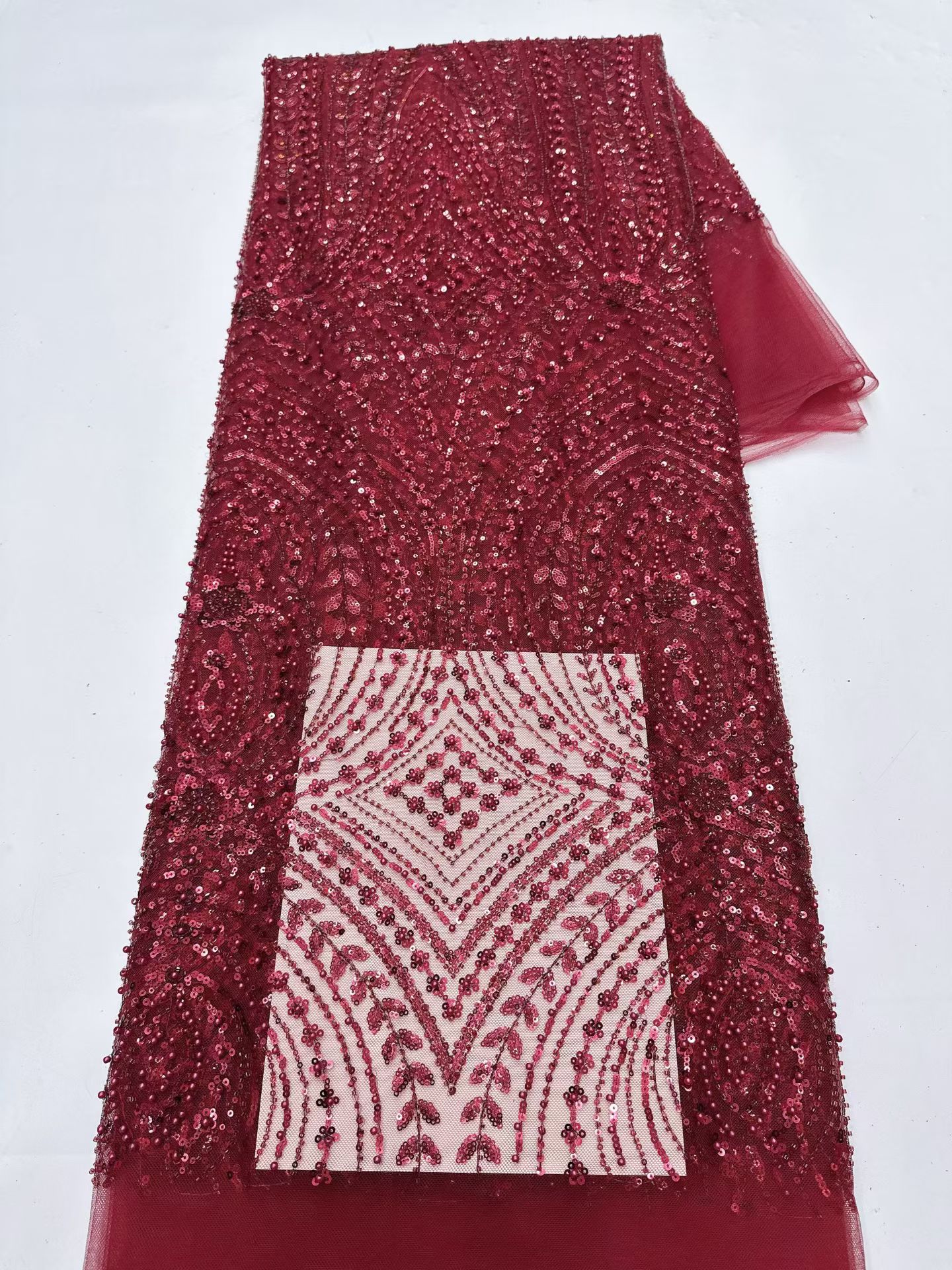 Red Desing Luxury Nigerian Tul - Embroidery Net Fabric review and price