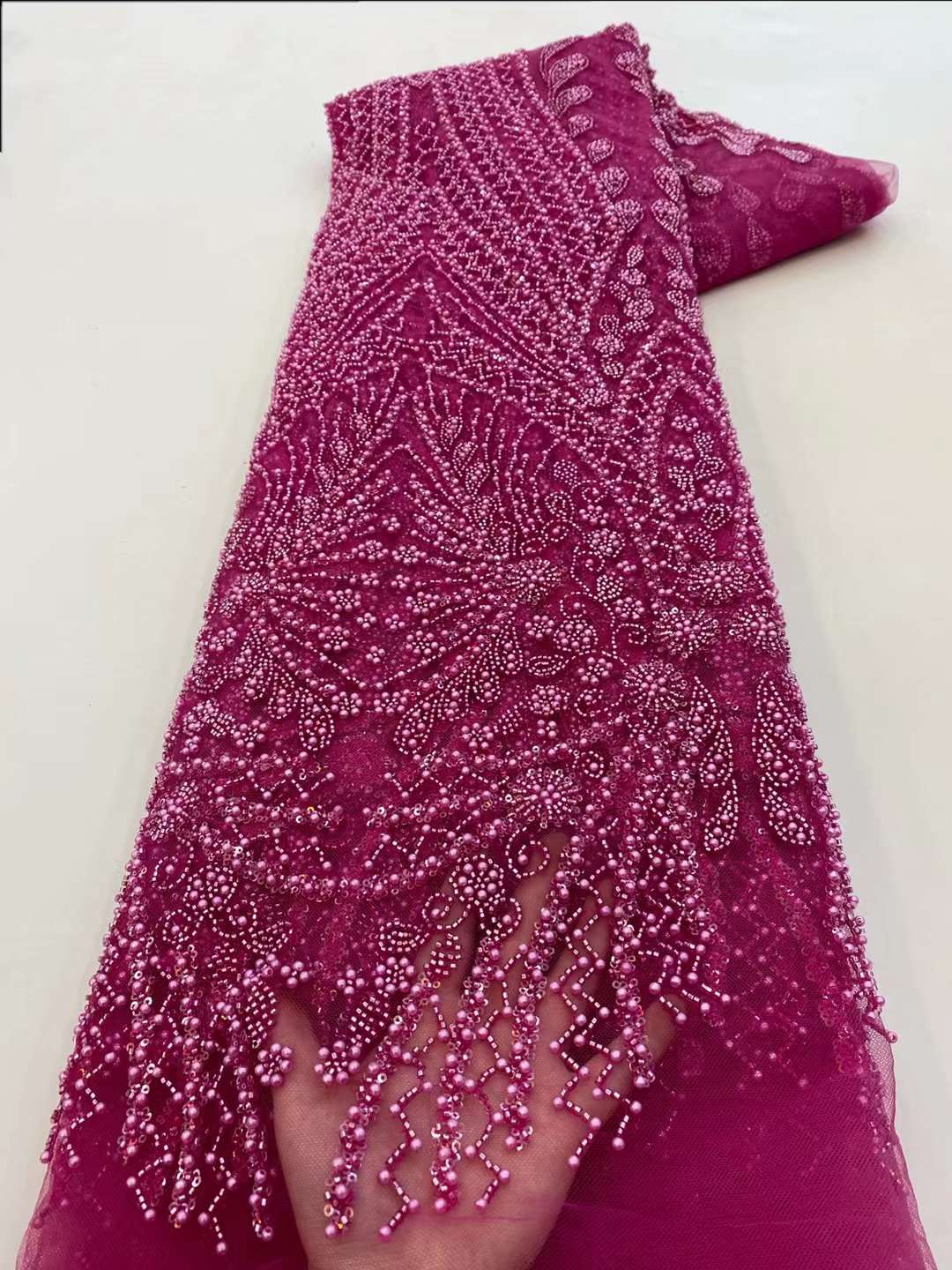 Brown Sequin Beaded Embroidery - Embroidery Net Fabric review and price