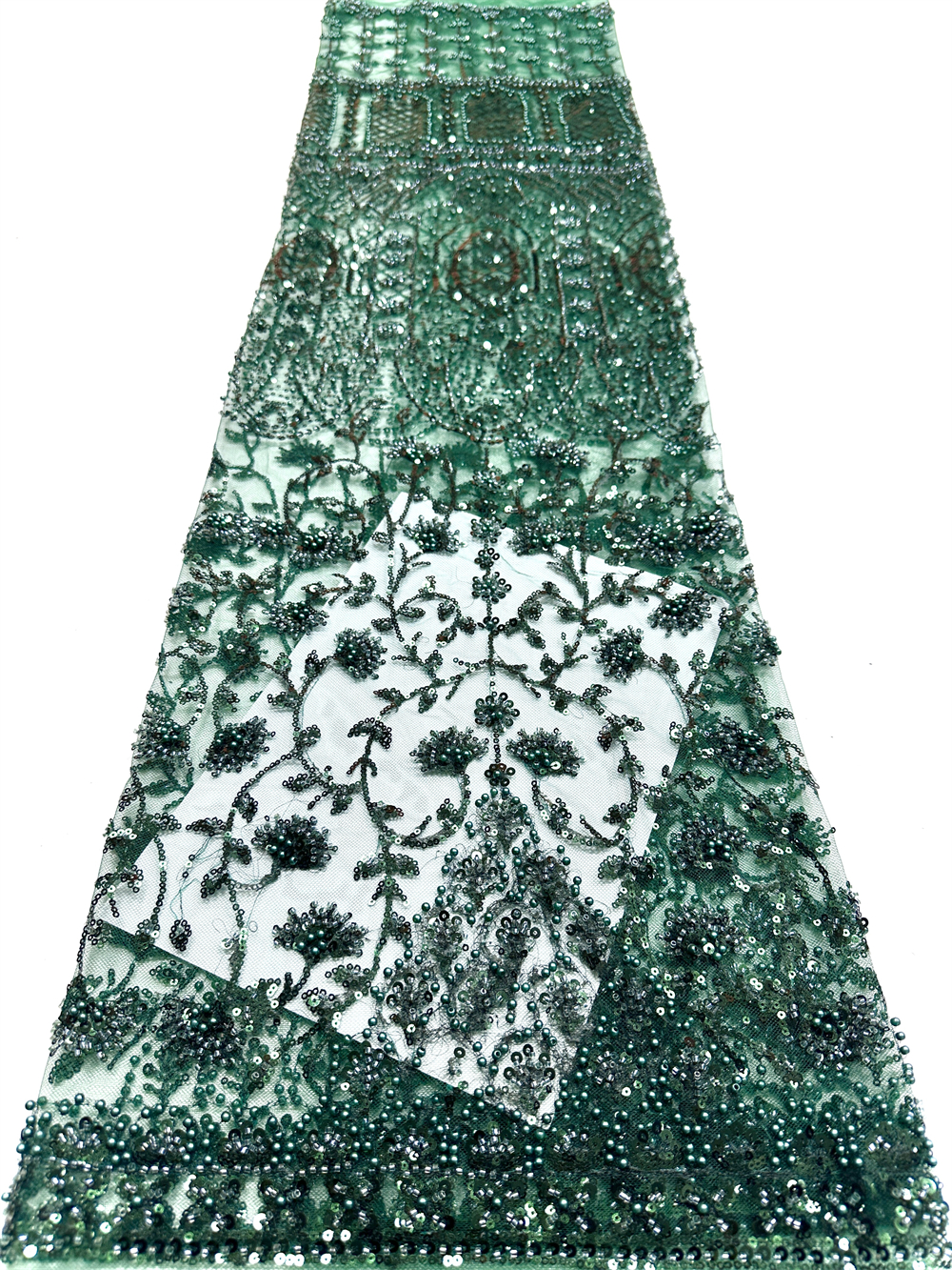 Luxury African Sequins Green B - Embroidery Net Fabric review and price