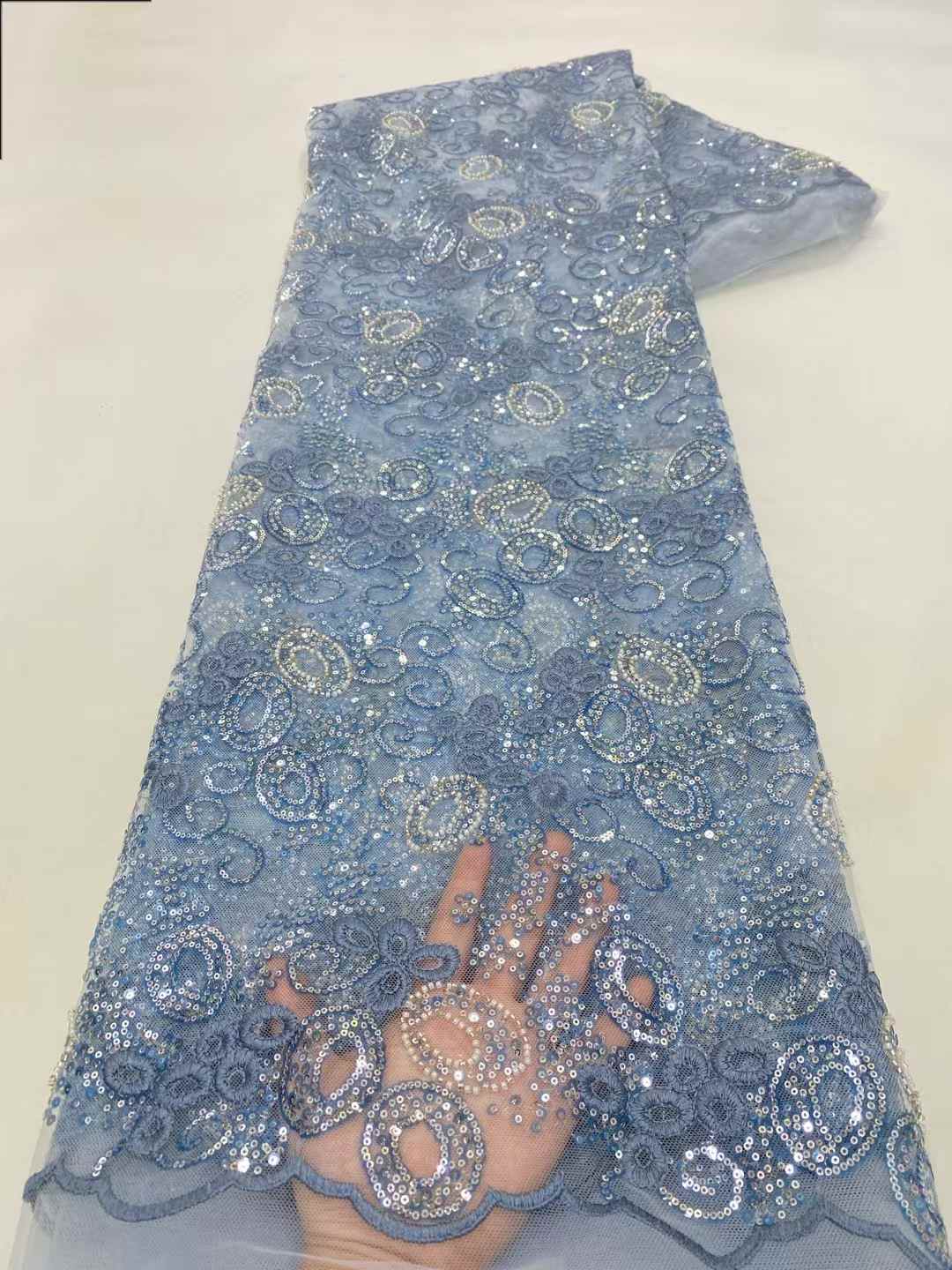 Blue African Tulle Lace Fabric - Embroidery Net Fabric review and price