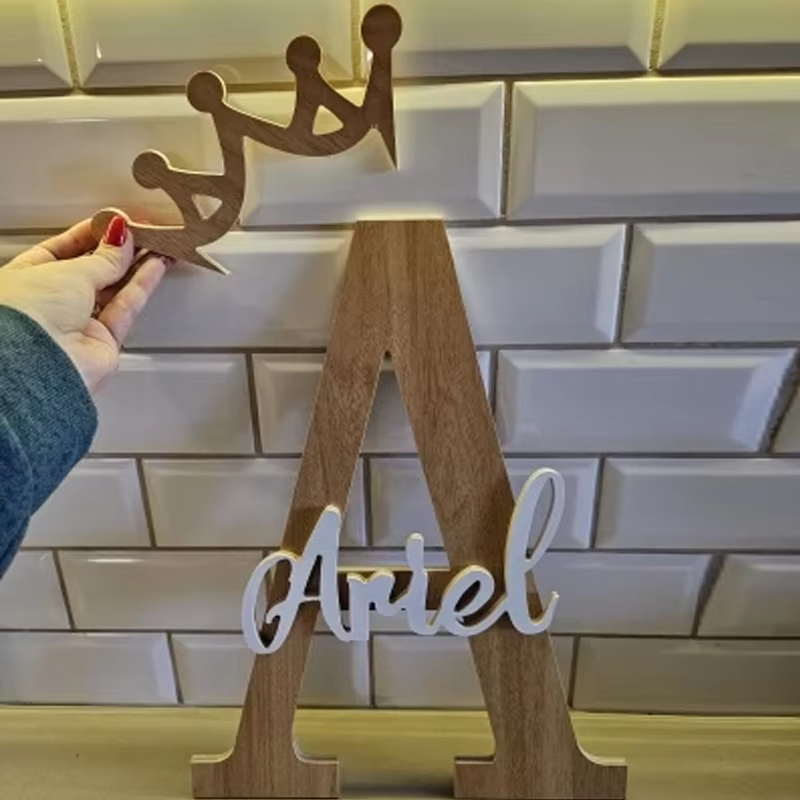 Custom Initials Sign Wooden Wa - Embroidery Writing review and price