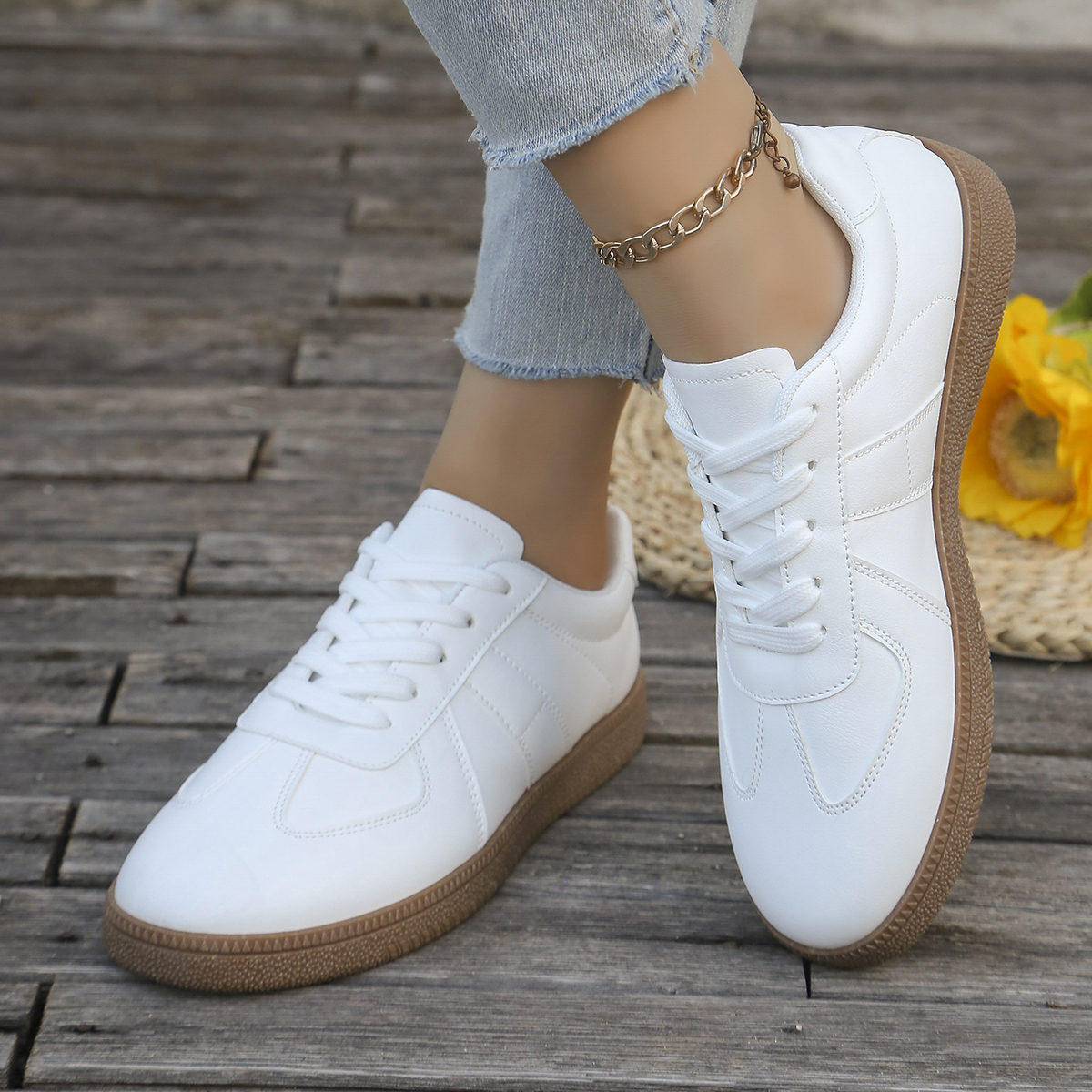 Ladies' casual white sports sh - Embroidery White review and price