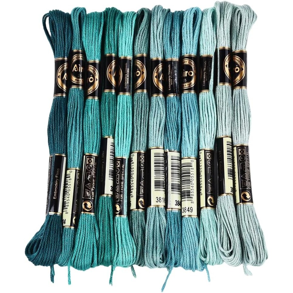 12 Skeins 6 Strands Green Embr - Embroidery Stitches review and price