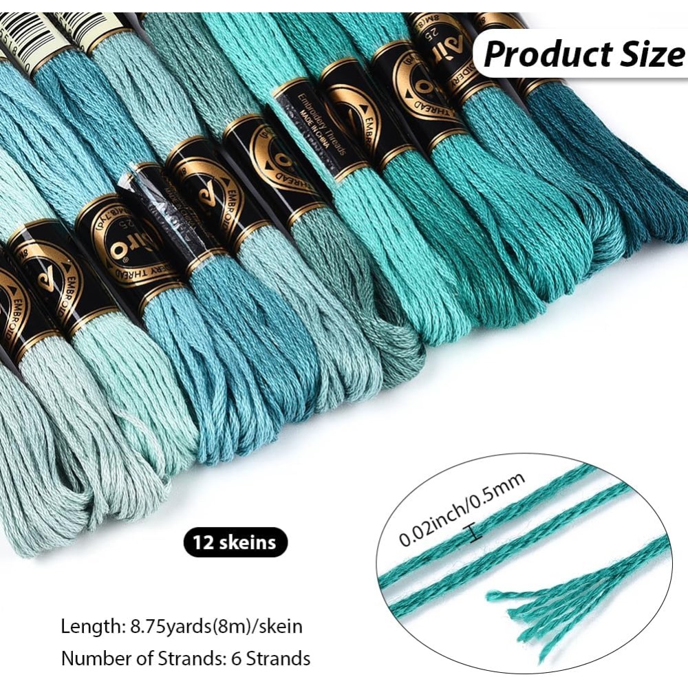 12 Skeins 6 Strands Green Embr - Embroidery Stitches review and price