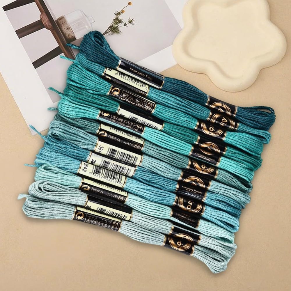 12 Skeins 6 Strands Green Embr - Embroidery Stitches review and price