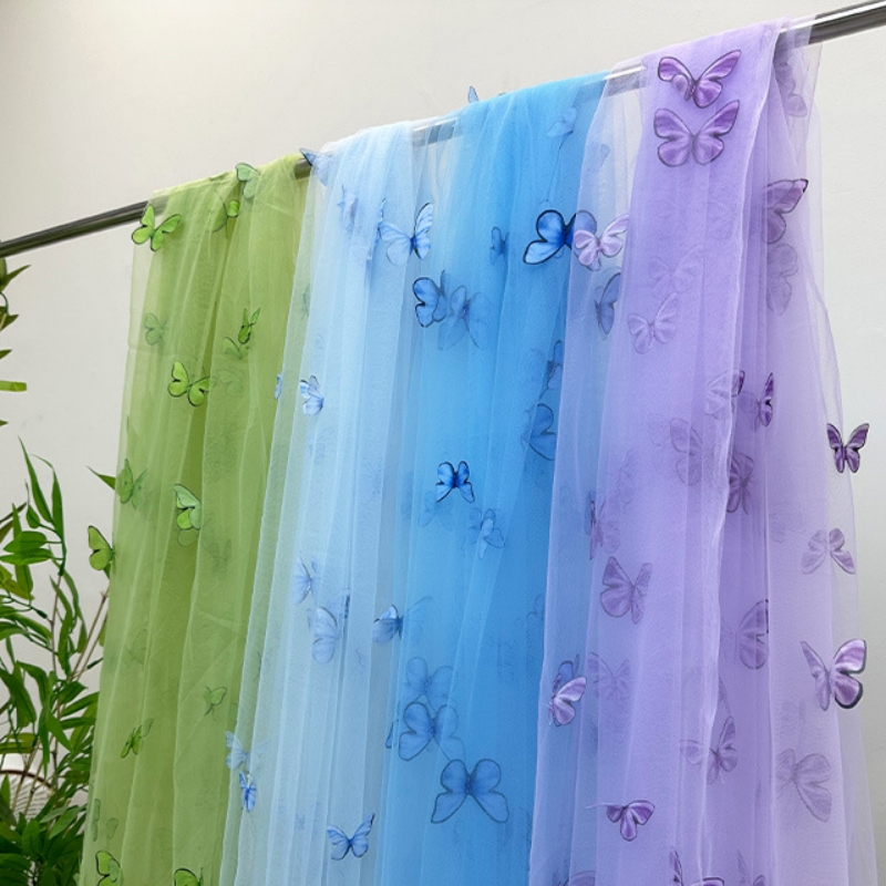 3D Butterfly Embroidery Tulle  - Embroidery Net Fabric review and price