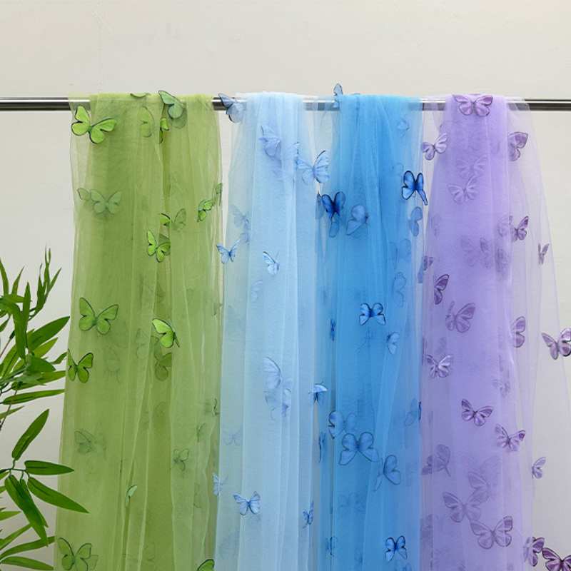 3D Butterfly Embroidery Tulle  - Embroidery Net Fabric review and price