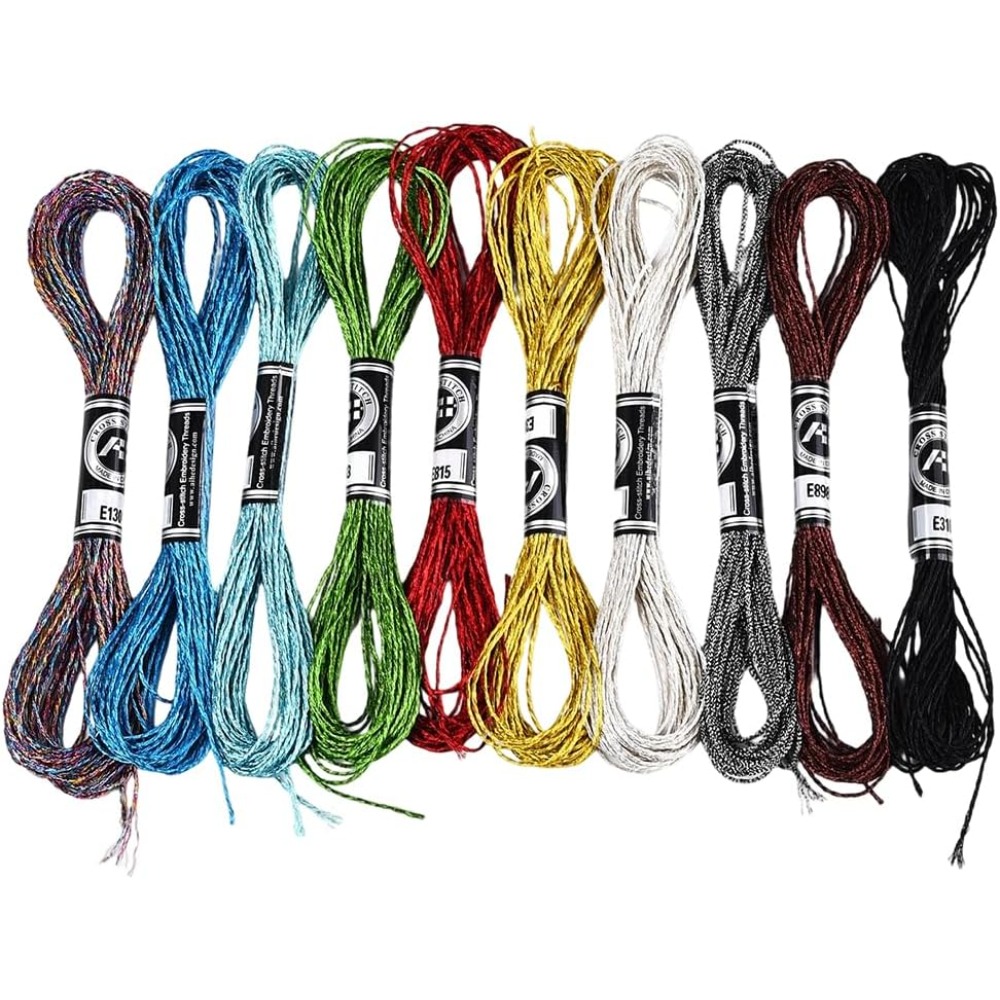 10 Skeins 10 Colors Metallic E - Embroidery Stitches review and price