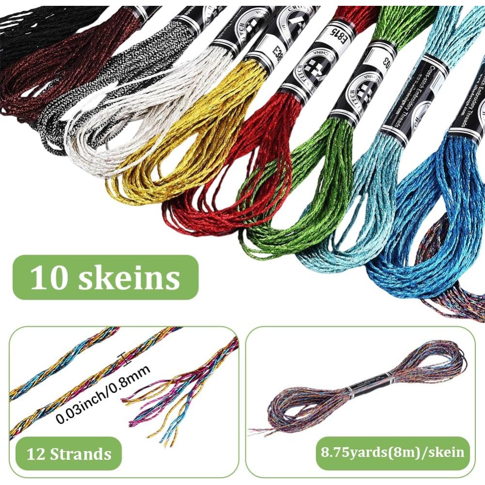 10 Skeins 10 Colors Metallic E - Embroidery Stitches review and price